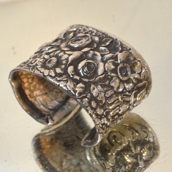 Rare Antique Tiffany Stamped Sterling Silver Cuff Bracelet Wide - Picture 6 of 12